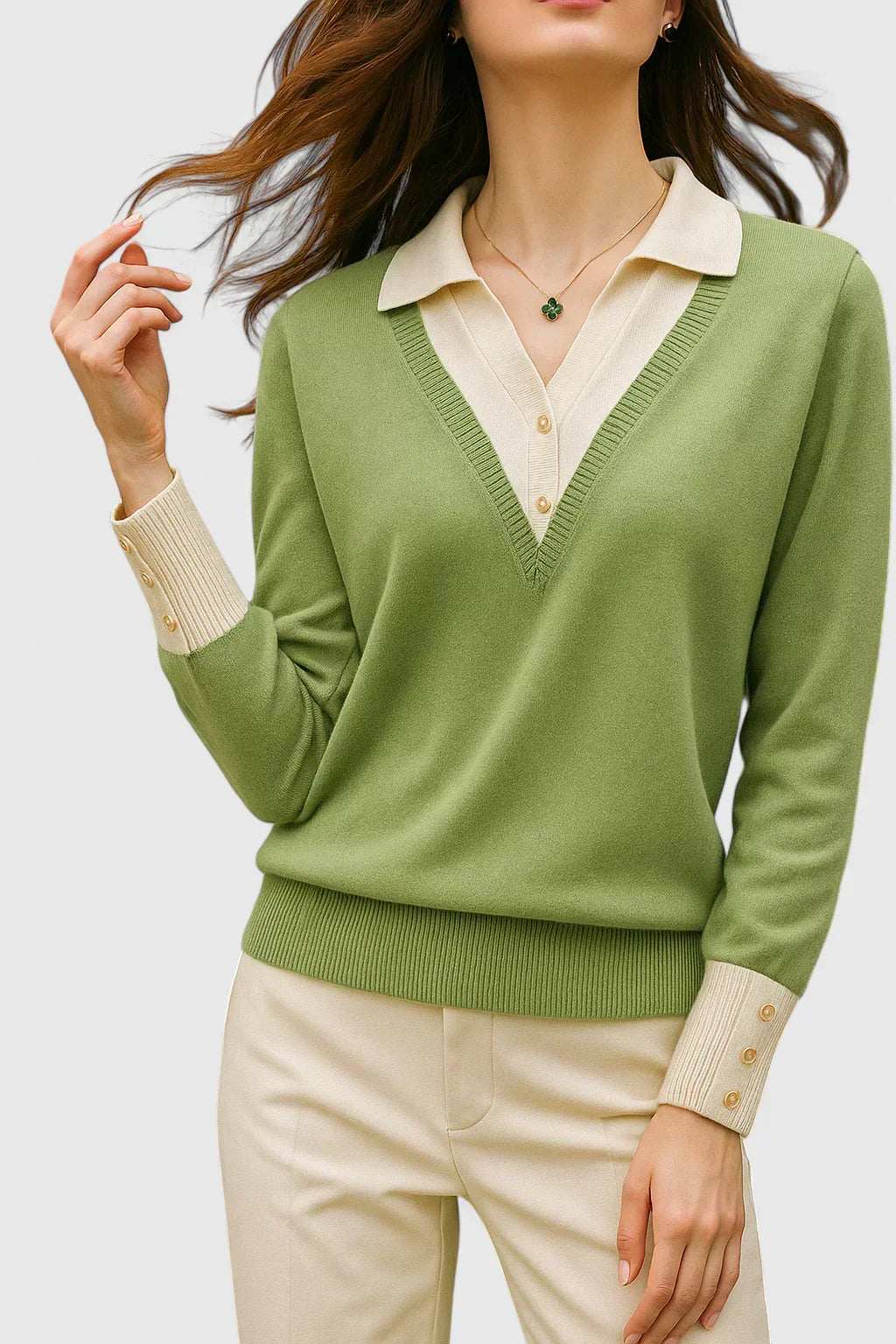Andrea | Polo Collar Sweatshirt
