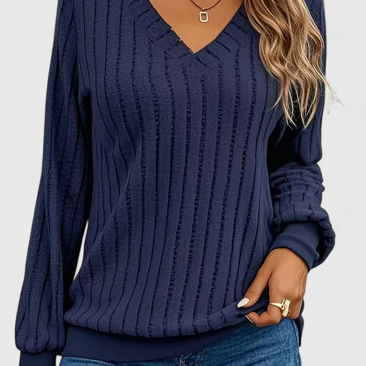 Louise | Ribbed V-neck Sweatshirt