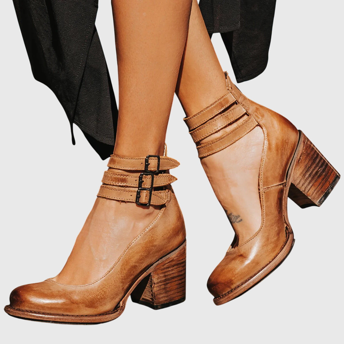 Lynda | Buckled Block Heels