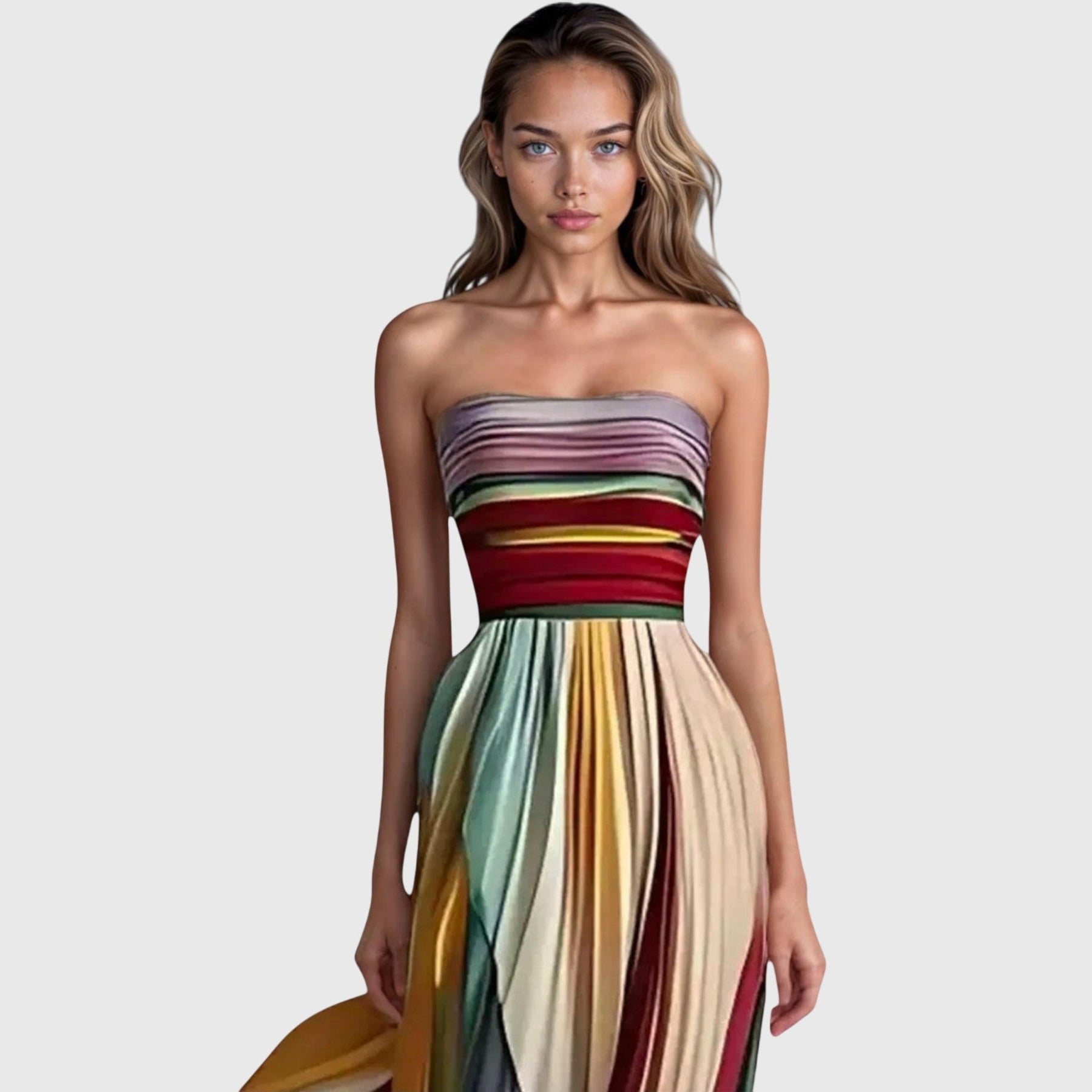 Elisa | Rainbow Pleated Dress