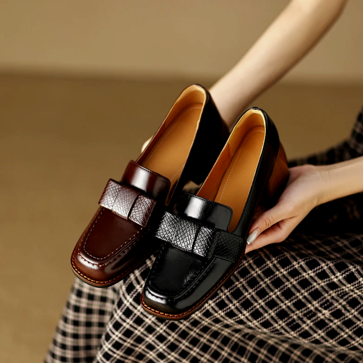 Nora | Textured Block Loafers