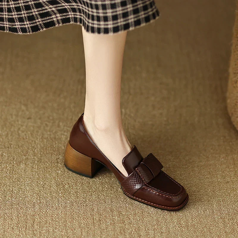 Nora | Textured Block Loafers
