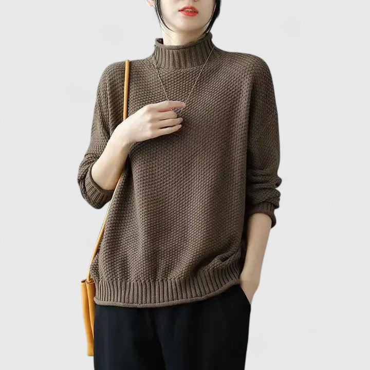 Michelle | Textured Turtleneck Sweatshirt