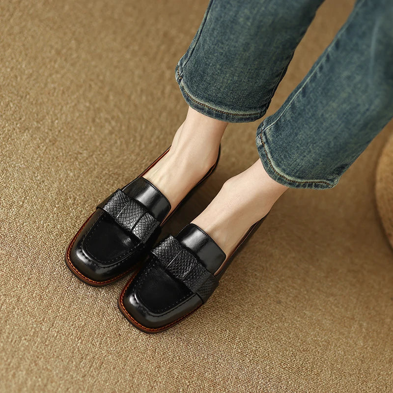 Nora | Textured Block Loafers