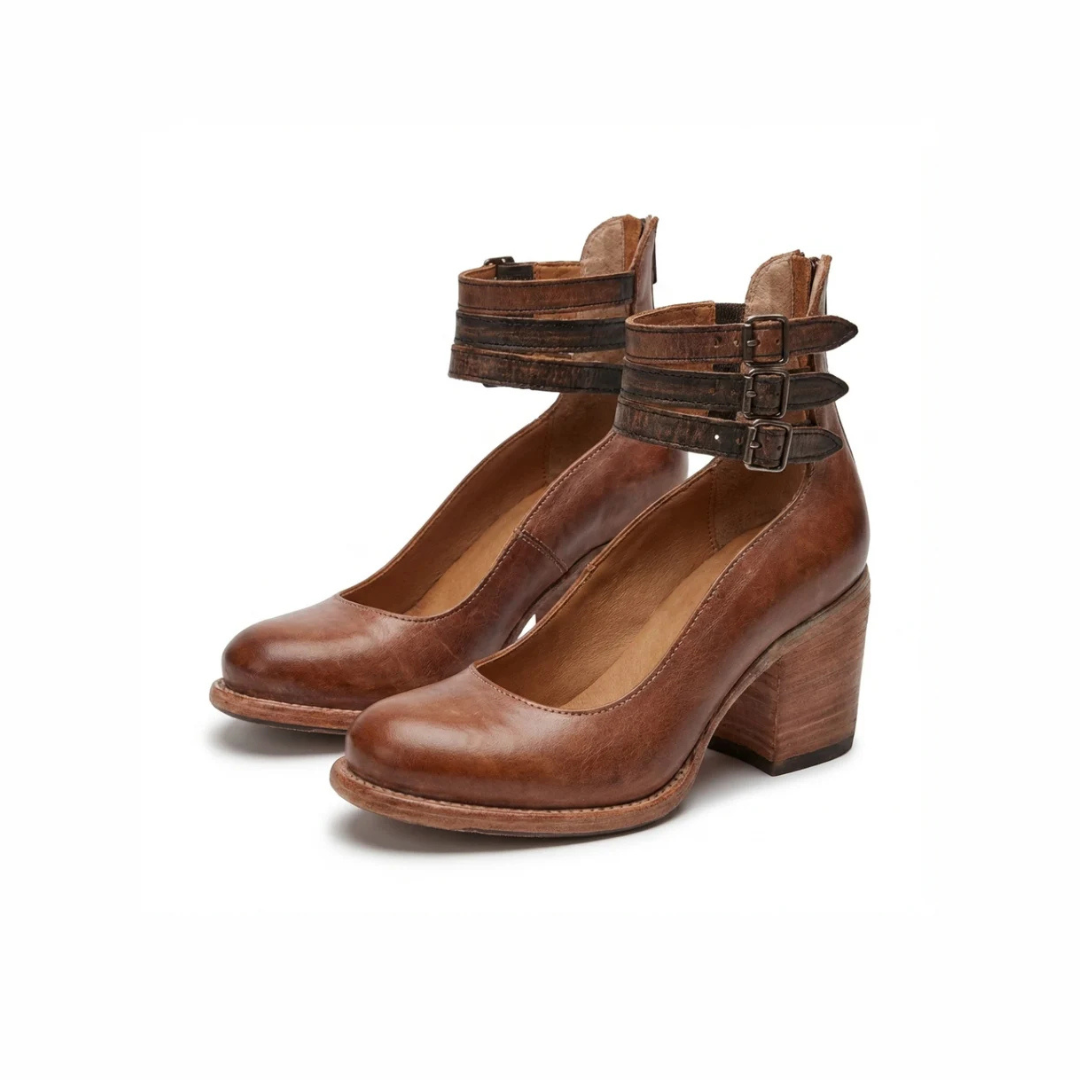 Lynda | Buckled Block Heels