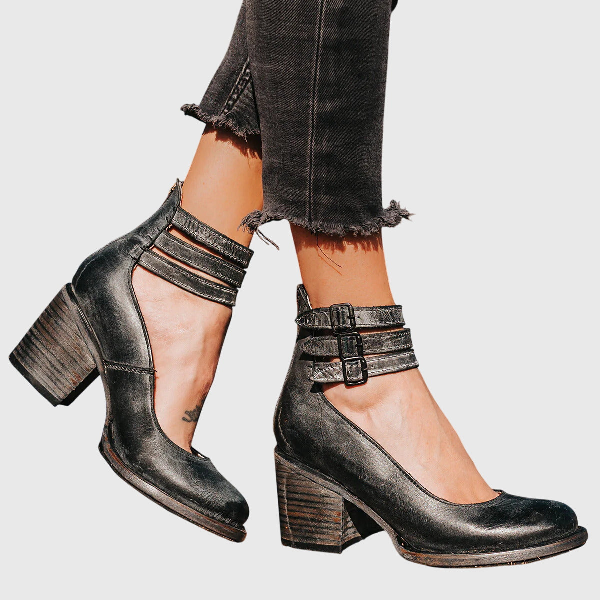 Lynda | Buckled Block Heels