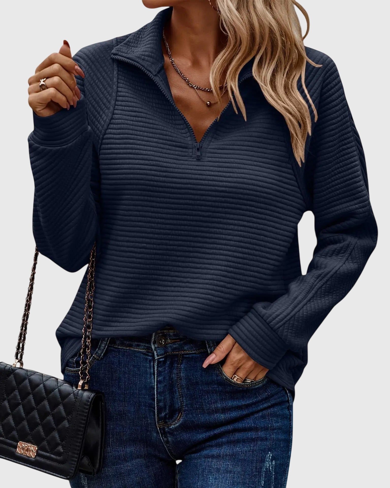 Cynthia | Ribbed Half-Zip Sweatshirt