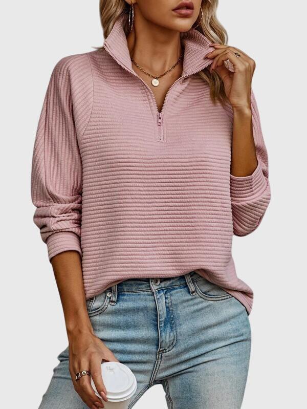 Cynthia | Ribbed Half-Zip Sweatshirt