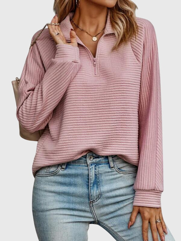 Cynthia | Ribbed Half-Zip Sweatshirt