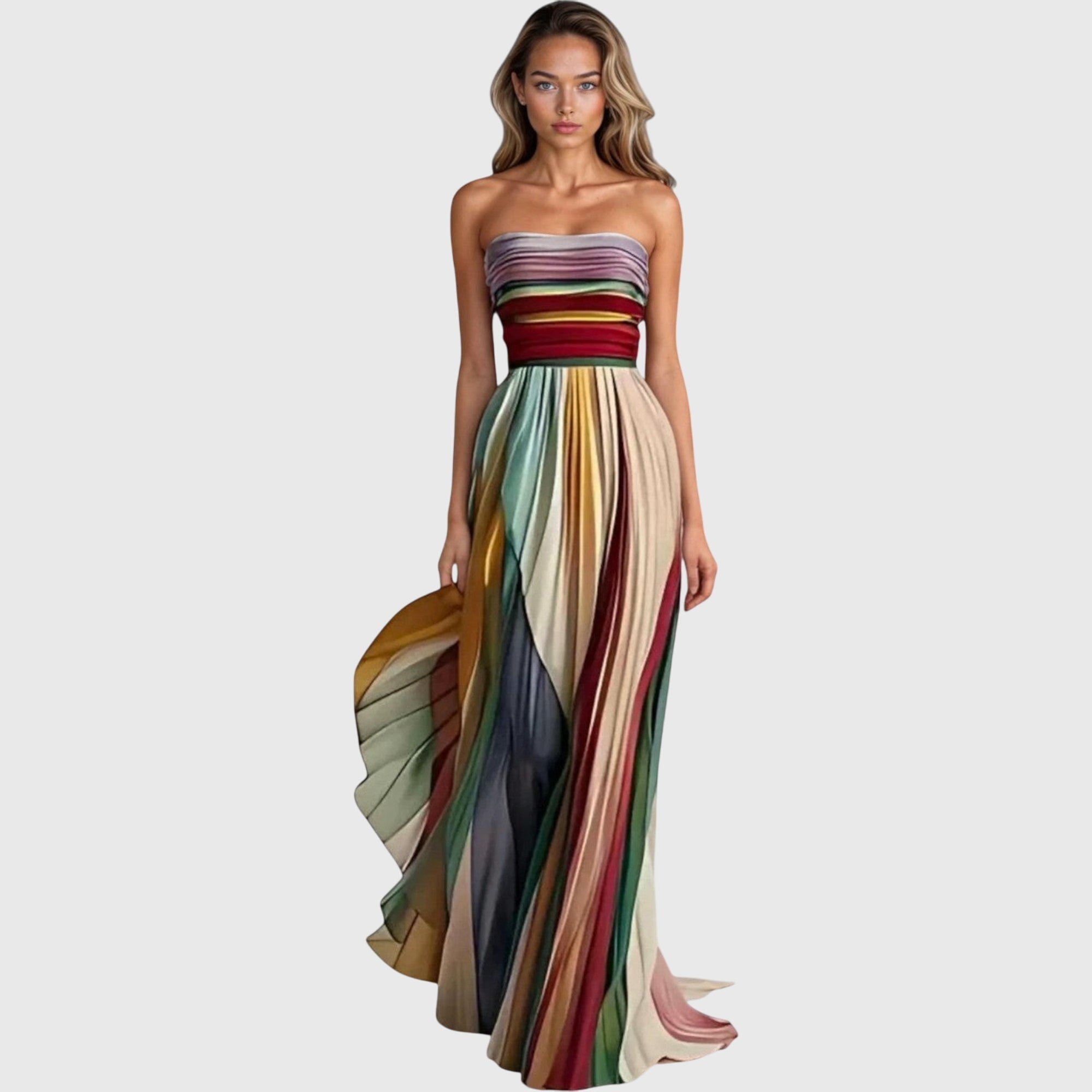 Elisa | Rainbow Pleated Dress