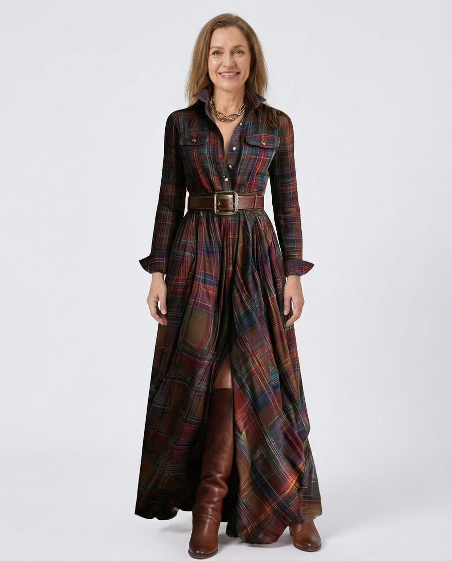 Julianne | Tartan Shirt Dress